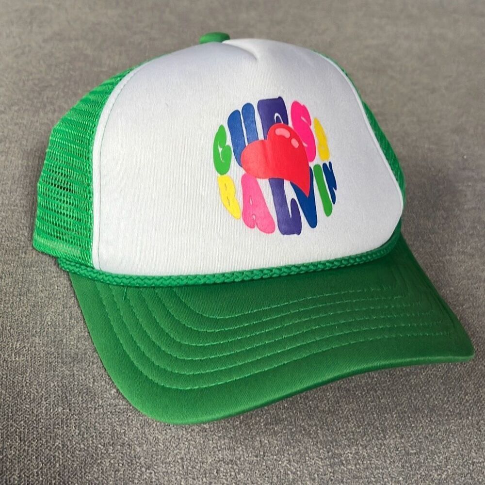 Guess Originals x J Balvin Collection Cord Trucker Hat Green White Roped Womens